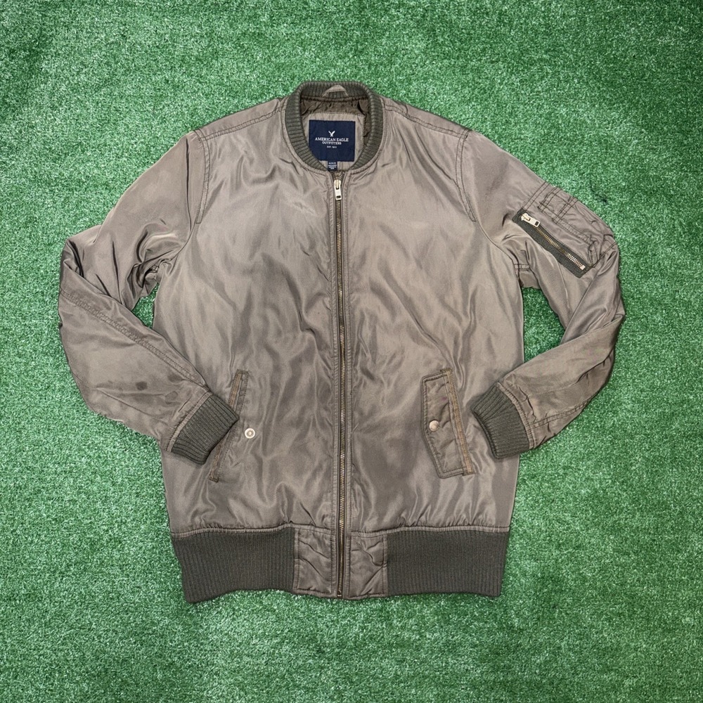 American Eagle Outfitters Men Olive Green Bomber‎ Jacket Size Medium